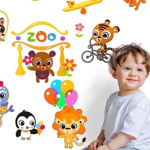 Wall Decals-5 Sheets-Zoo Animals